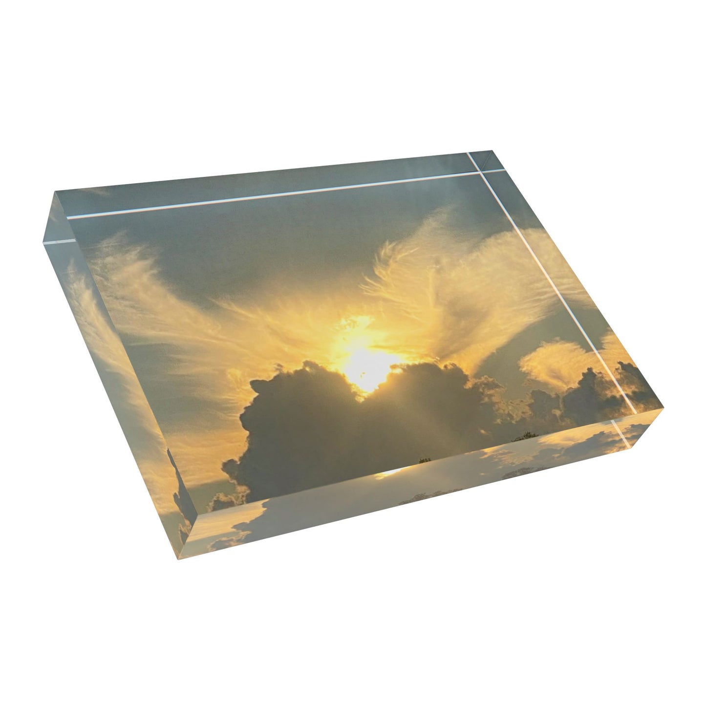 Sunrise Angel Wings Photo Block — Acrylic Tabletop Art