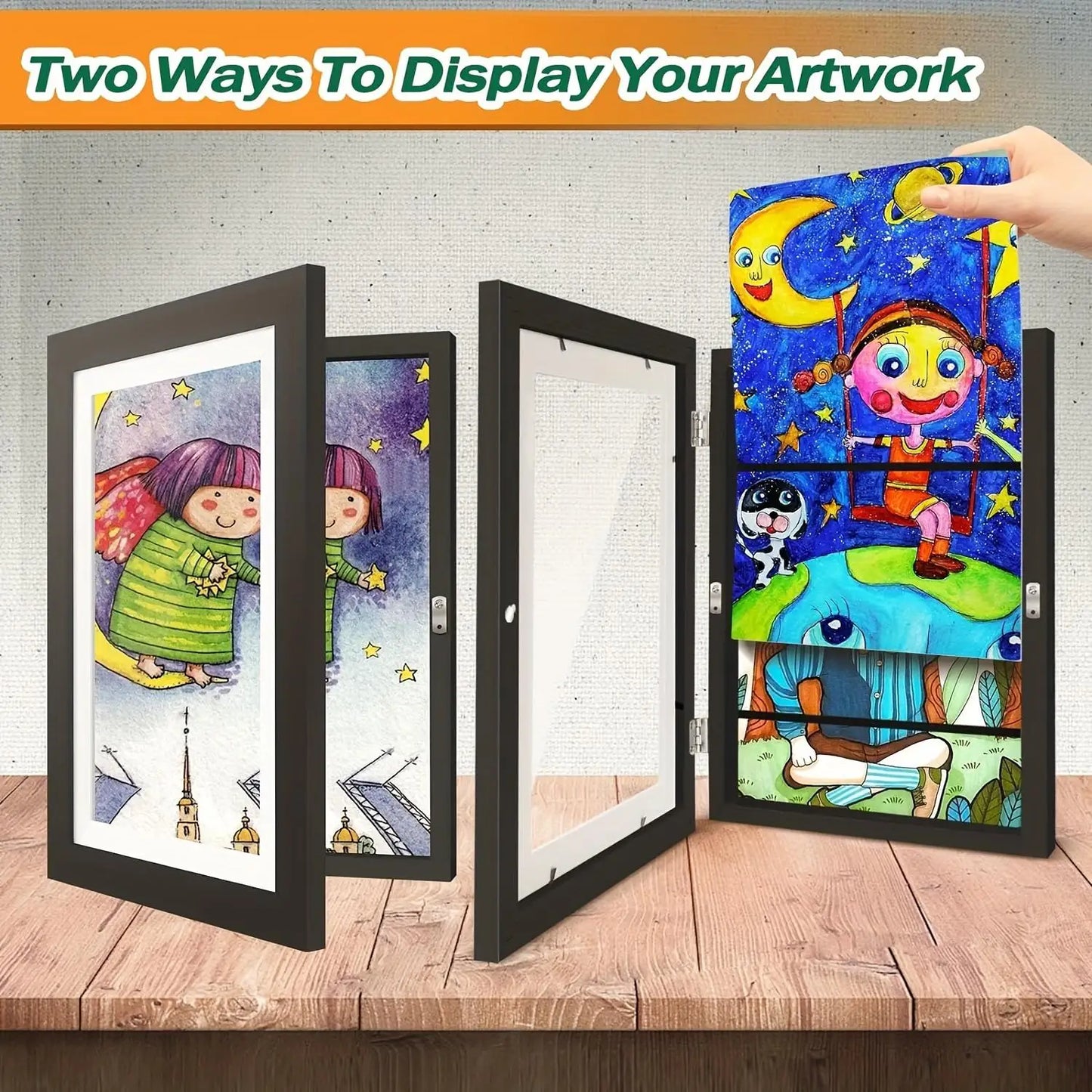 4-Piece Set Children's Art Photo Frames 8.5X 11-inch Front-Opening Painting Display Easy Replacement Made in China