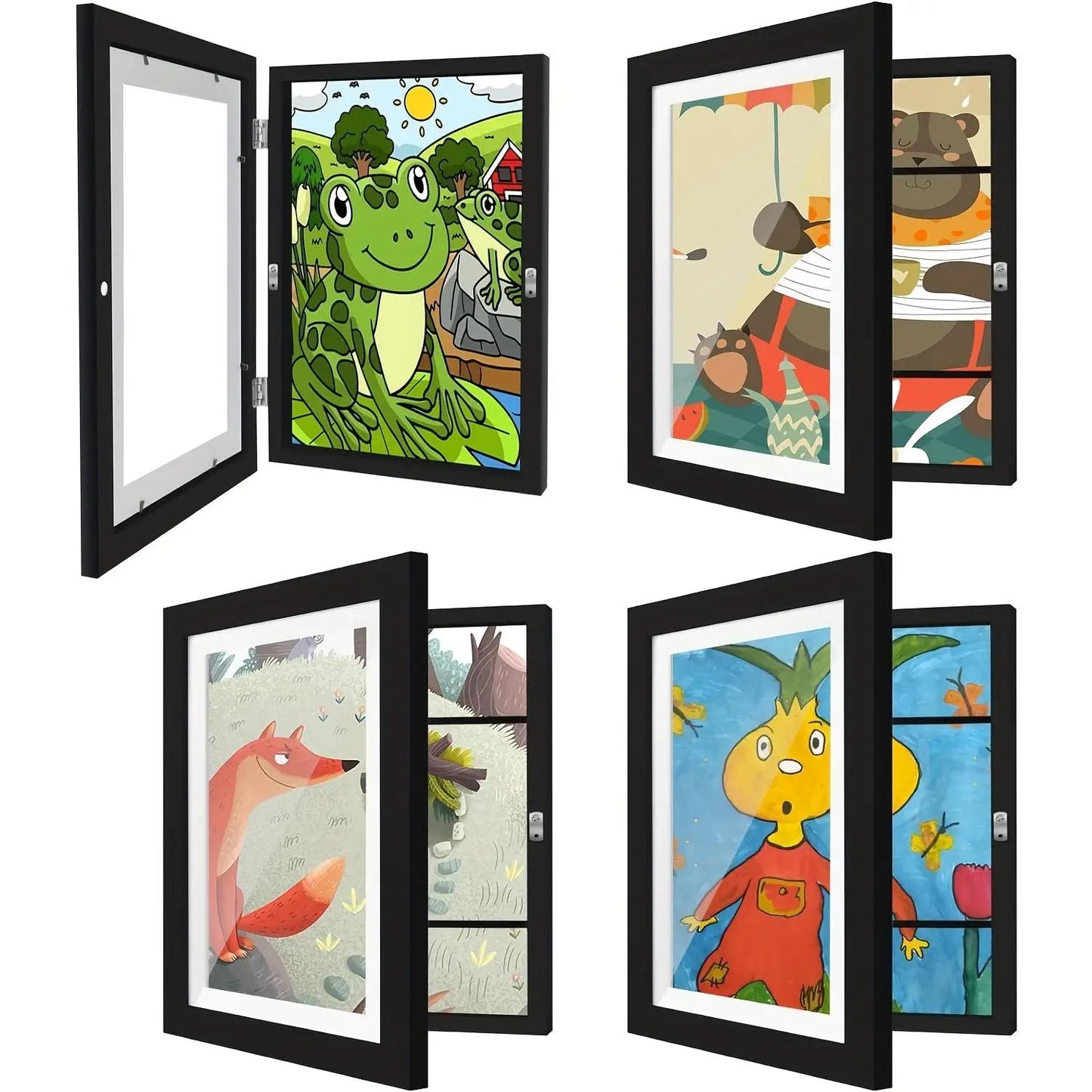 4-Piece Set Children's Art Photo Frames 8.5X 11-inch Front-Opening Painting Display Easy Replacement Made in China