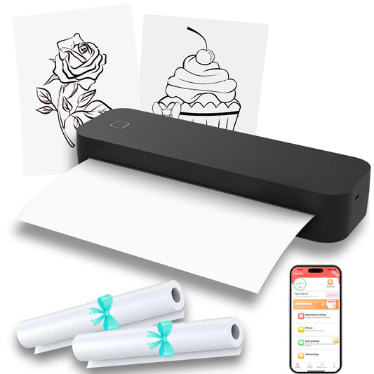 W-Portable Mini A4 Thermal Printer USB Inkless Photo for Mobile Phone Black and White Document Printer Stock
