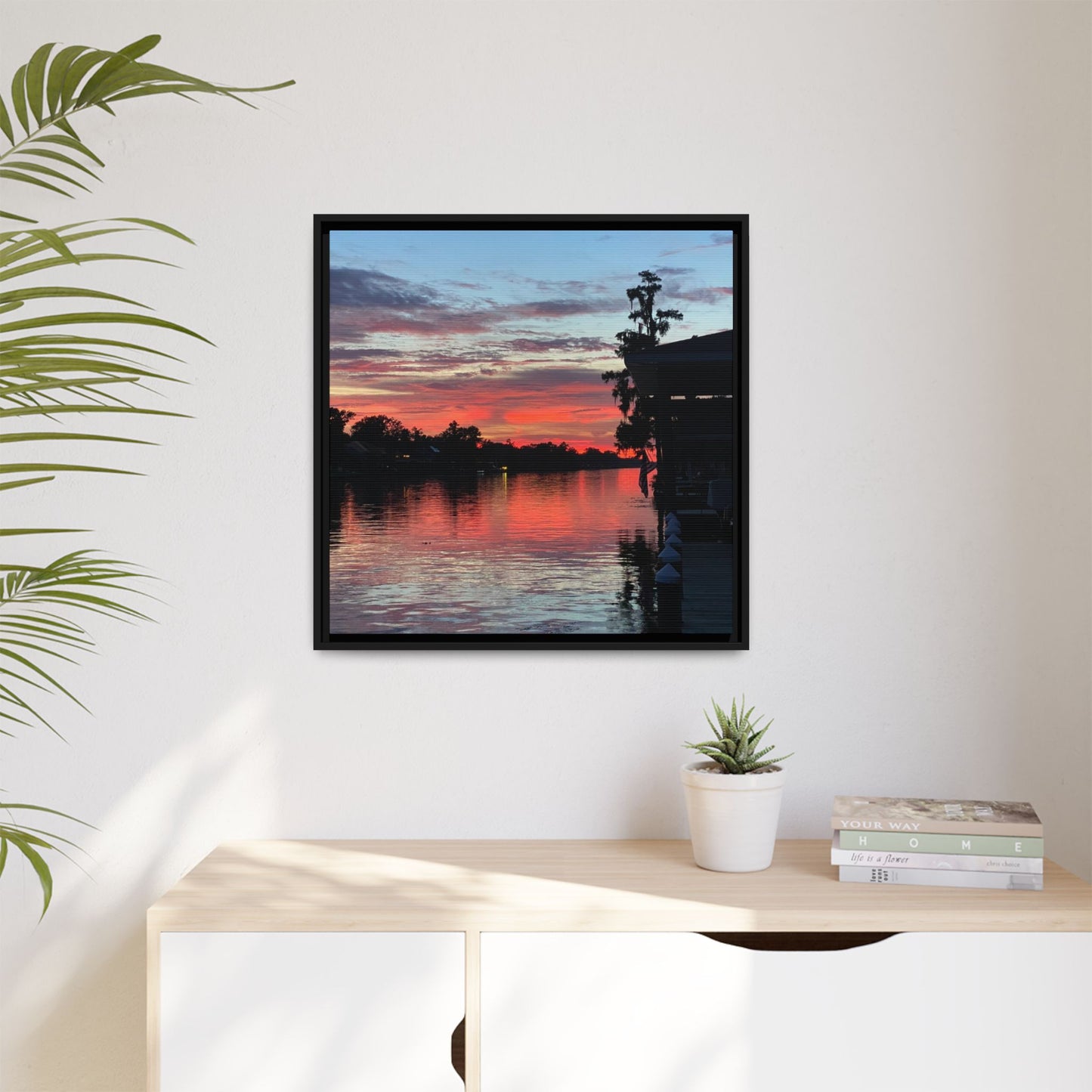 Diversion - Sunset River Matte Canvas Framed Wall Art