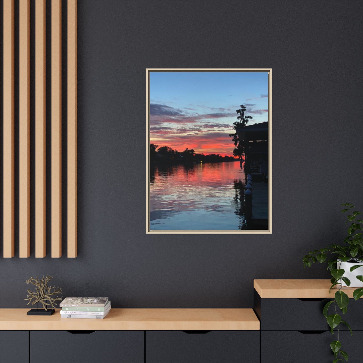 Diversion - Sunset River Matte Canvas Framed Wall Art