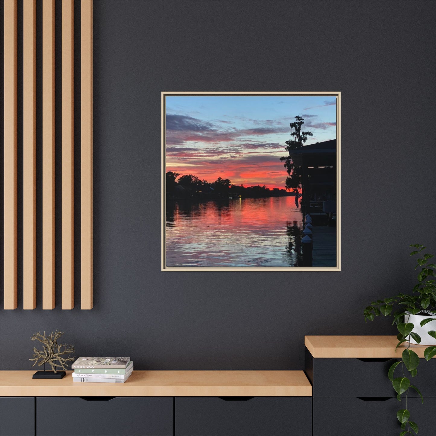 Diversion - Sunset River Matte Canvas Framed Wall Art