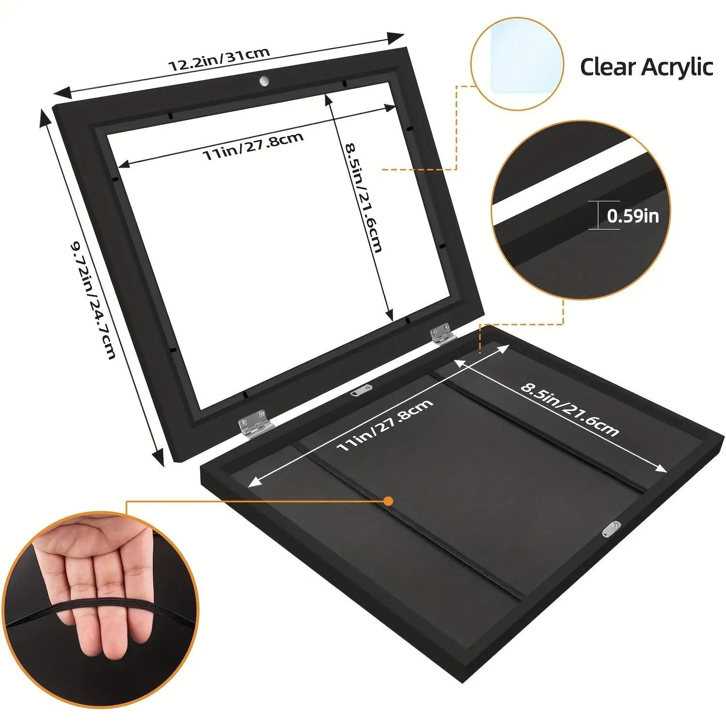 4-Piece Set Children's Art Photo Frames 8.5X 11-inch Front-Opening Painting Display Easy Replacement Made in China