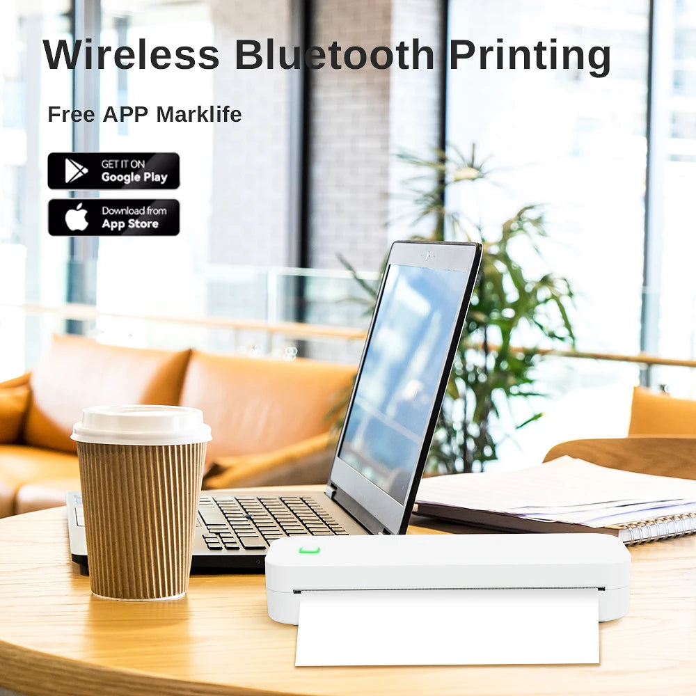 W-Portable Mini A4 Thermal Printer USB Inkless Photo for Mobile Phone Black and White Document Printer Stock