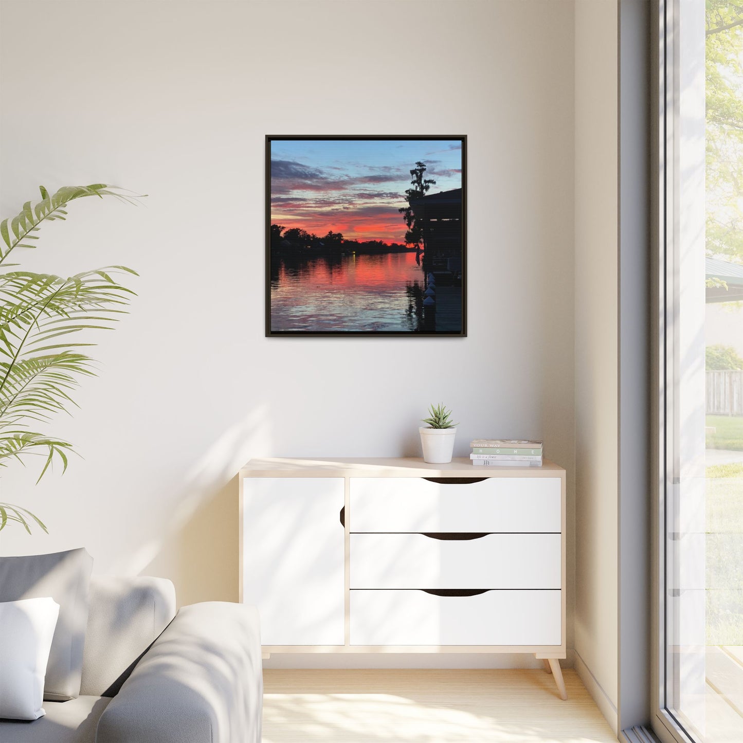 Diversion - Sunset River Matte Canvas Framed Wall Art