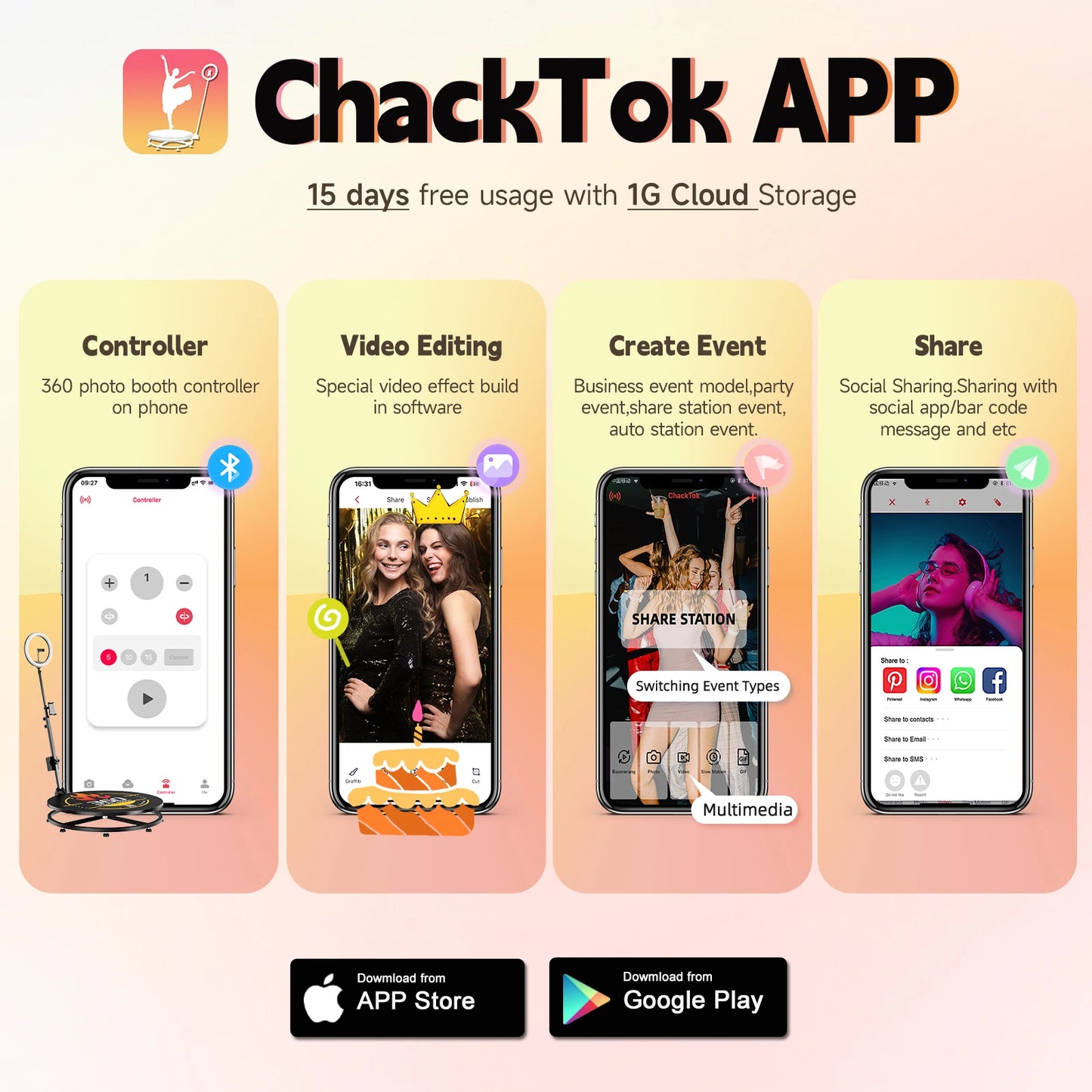 MWE USA Stock 100Cm 360 Photo Booth Automatic Selfie Photobooth Spinner Usa Warehouse for 3-4 People With Chacktok APP Software
