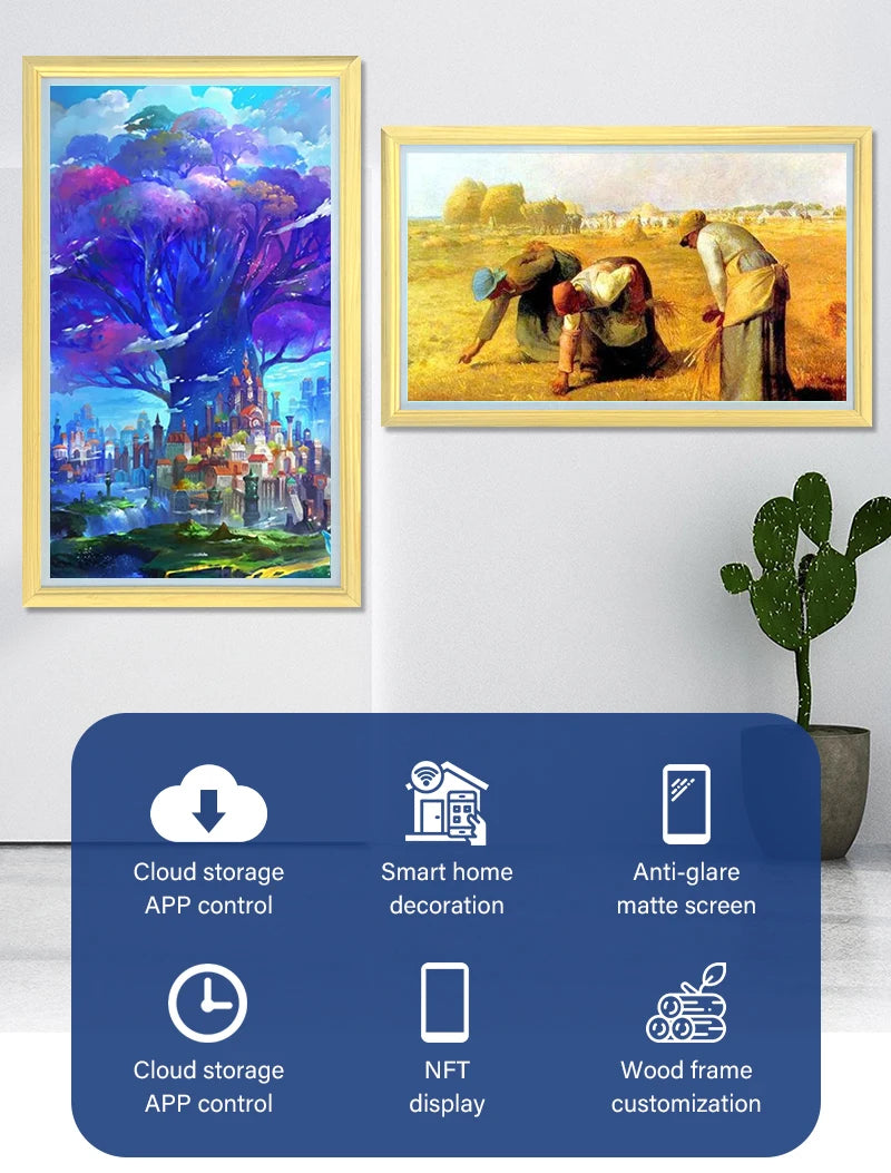 Electronic Nft Photo Wallet Crypto Album Art Gallery Frame Wall Mounted Advertising Display Touch Screen Digital Signage