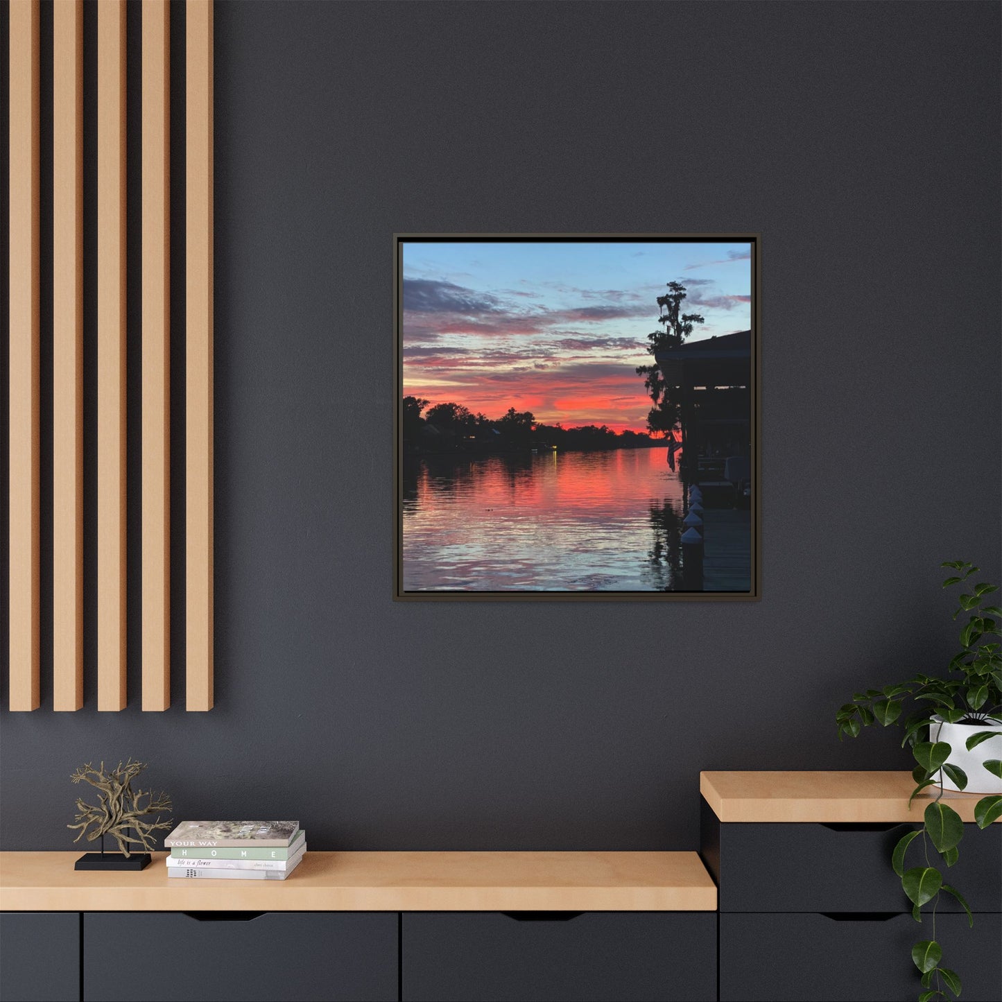 Diversion - Sunset River Matte Canvas Framed Wall Art