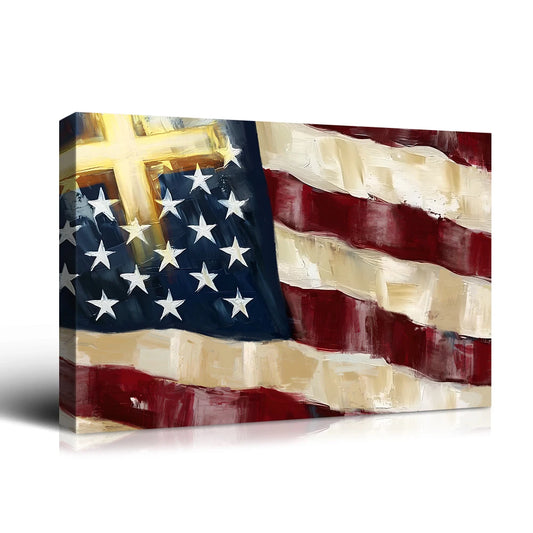 1PC Customized Wall Art Canvas Printing Christmas Wall Decoration Patriotic Flag Watercolor Home Decoration Print Canvas