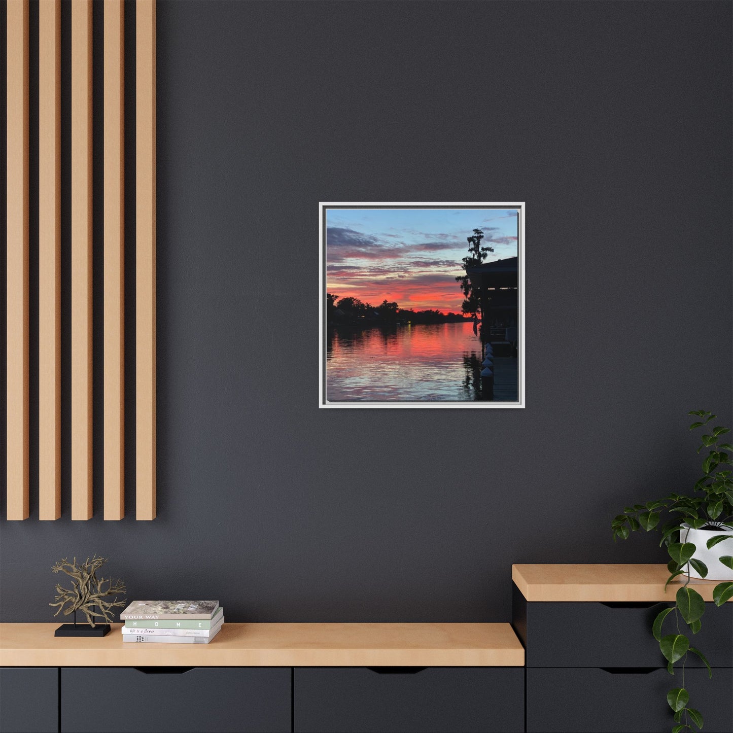 Diversion - Sunset River Matte Canvas Framed Wall Art