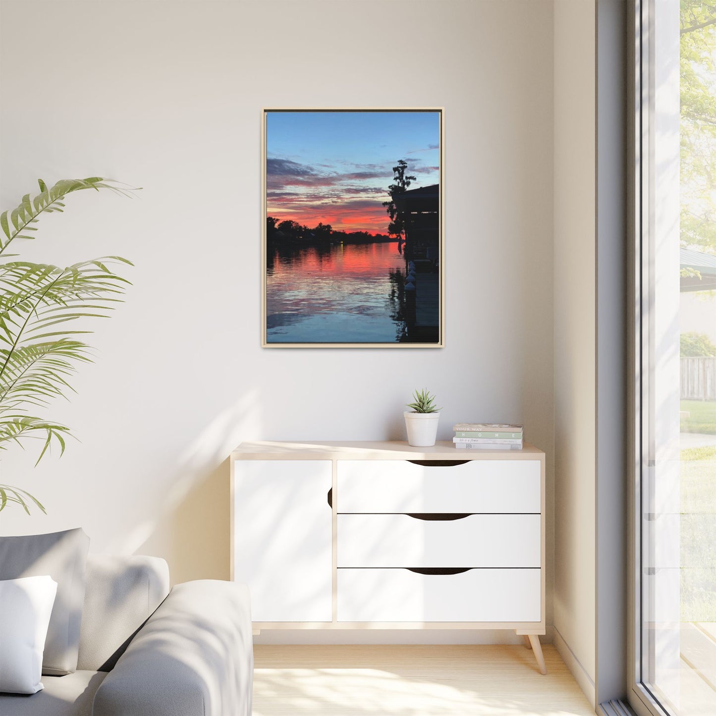 Diversion - Sunset River Matte Canvas Framed Wall Art