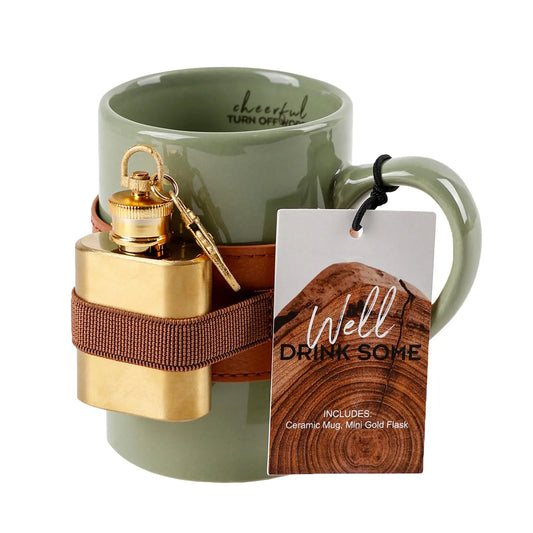 BespritGift Novelty Coffee Set Retro Portable Mini Whiskey Flask & Mug Set Personal Man Gift Ideas for Travel Camping Lover