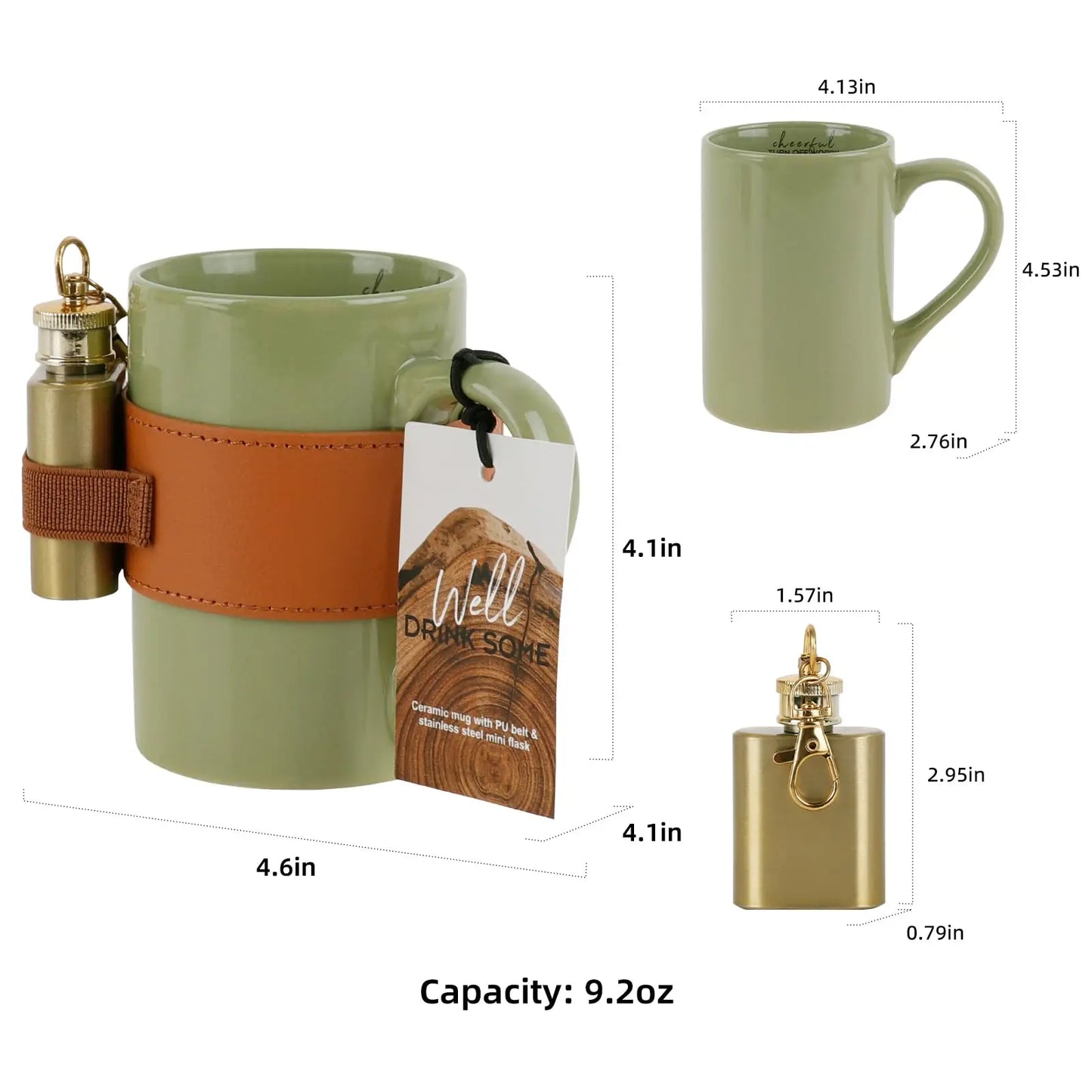 BespritGift Novelty Coffee Set Retro Portable Mini Whiskey Flask & Mug Set Personal Man Gift Ideas for Travel Camping Lover